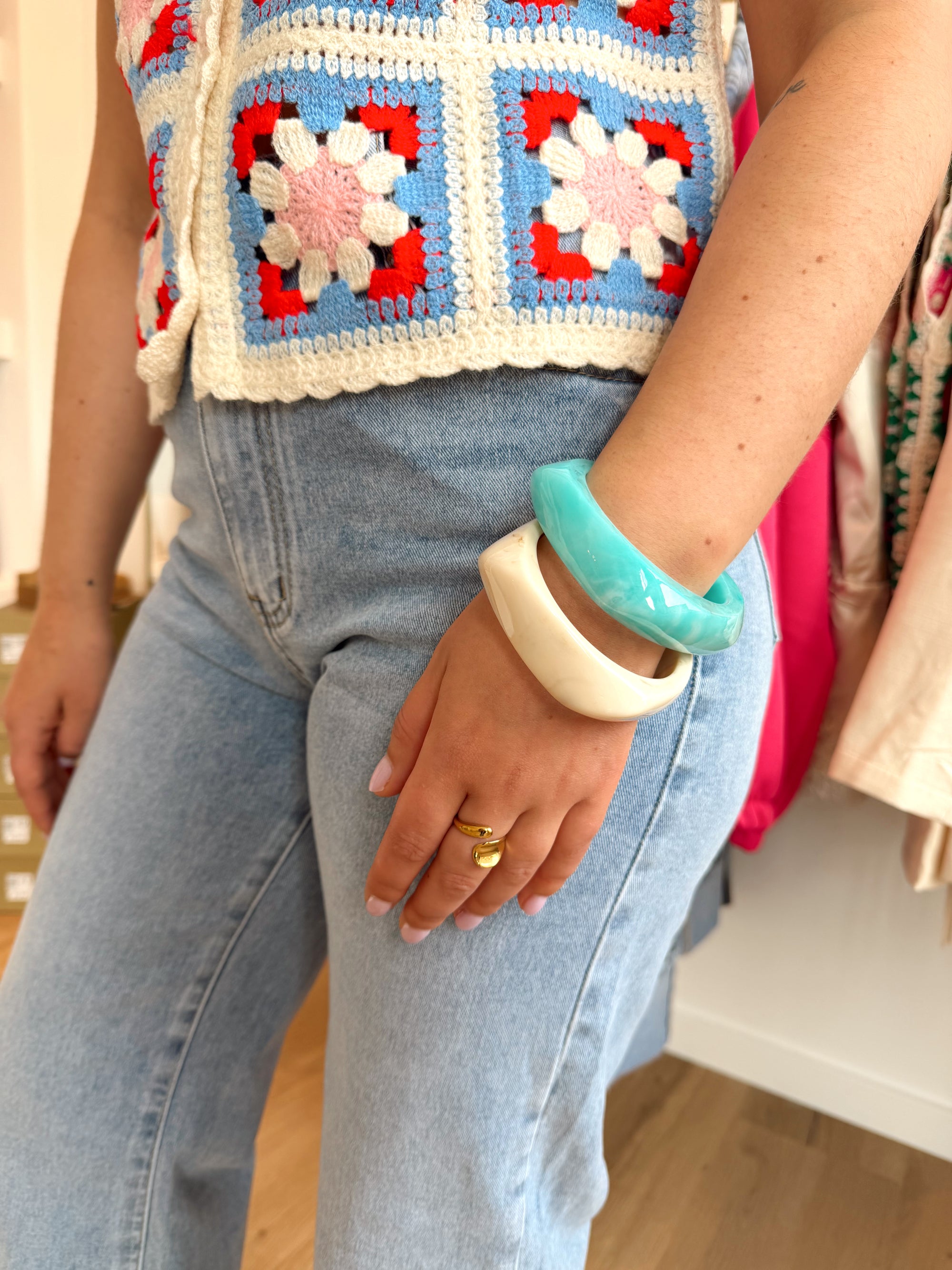 Top crochet Bleu