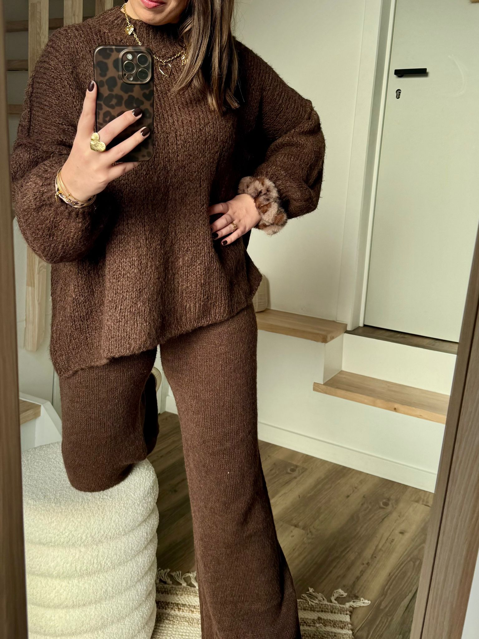 Pantalon en maille chocolat