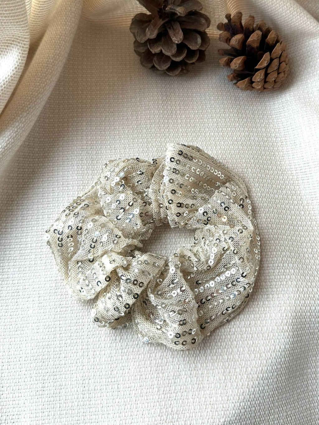 Chouchou sequin beige