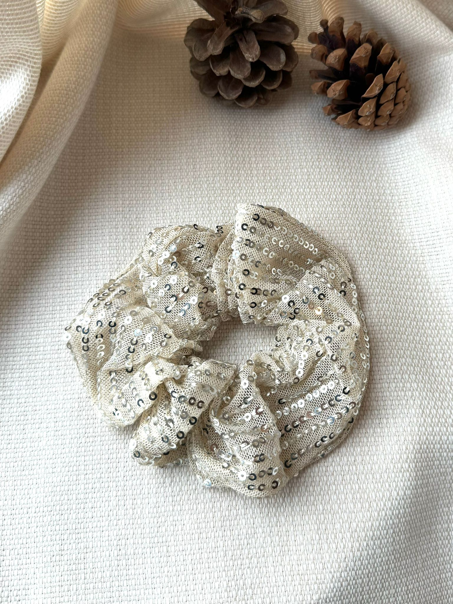 Chouchou sequin beige