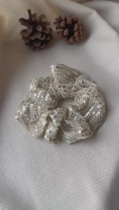 chouchou sequin beige vidéo