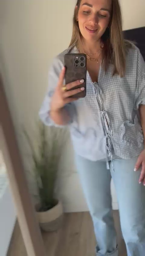 blouse vichy avec poches en coeur